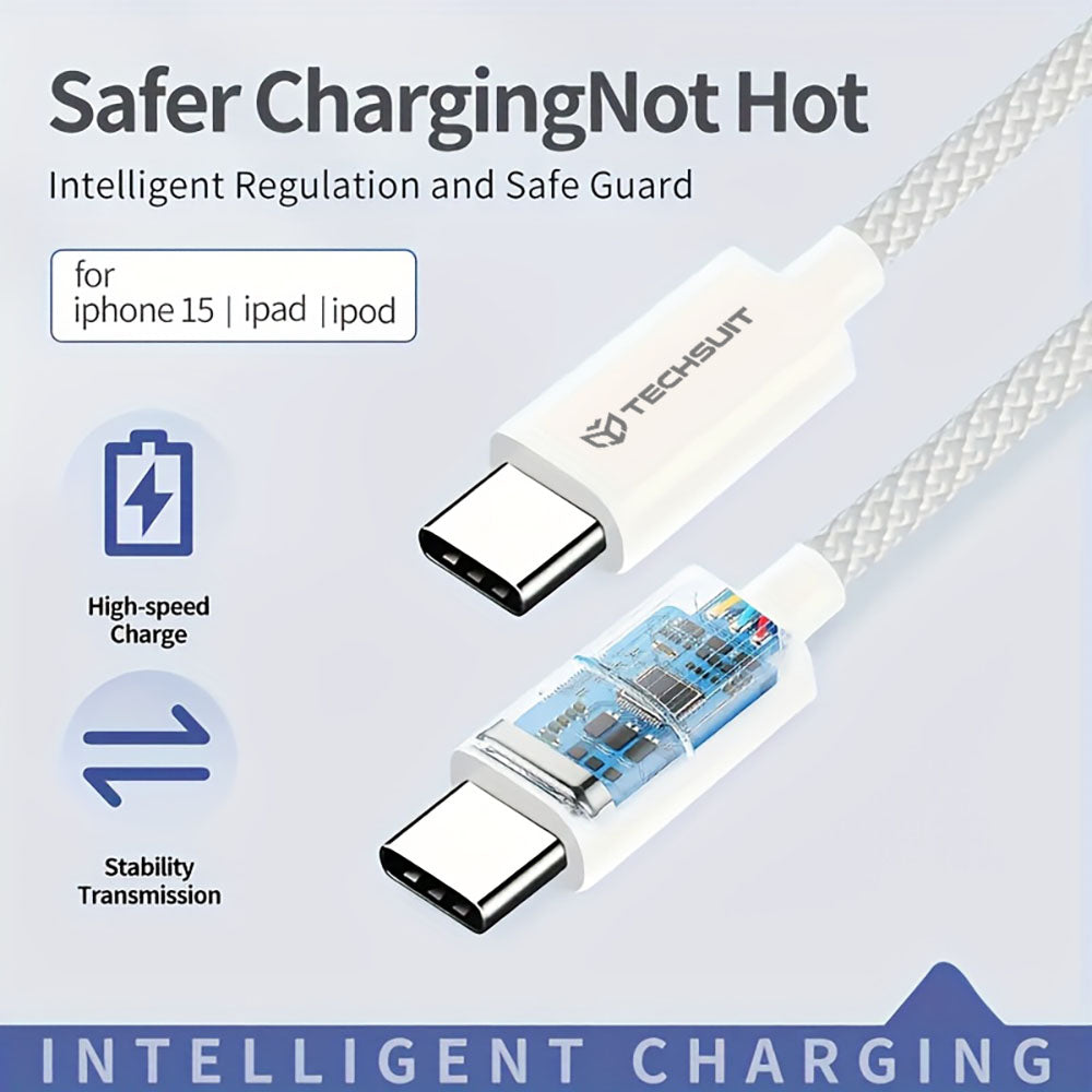 Kabel za podatke in polnjenje USB-C - USB-C Techsuit PCB114D, 60W, 1m, črn