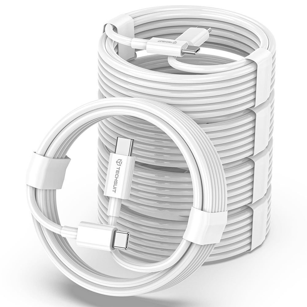 Kabel za podatke in polnjenje USB-C - USB-C Techsuit PCB130, 60W, 1m, Bel