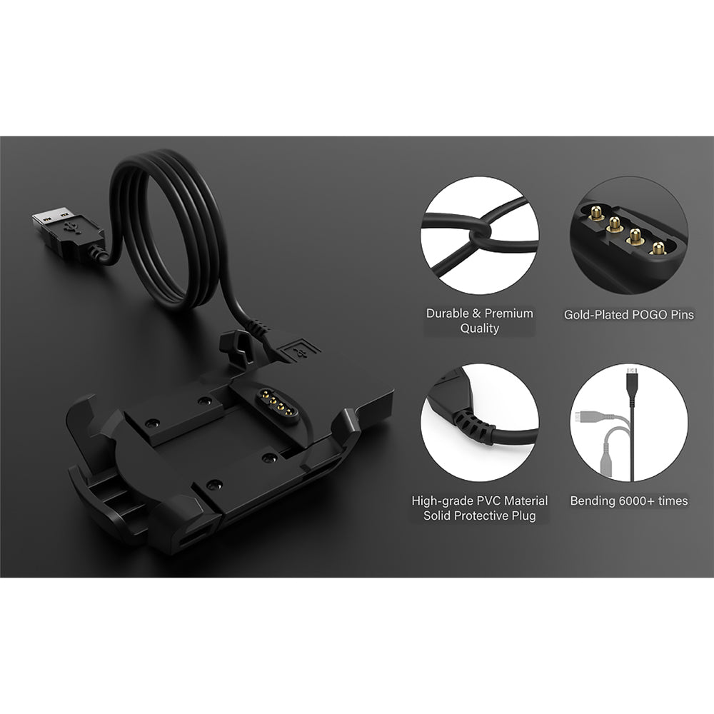 Polnilni kabel Techsuit TGC5 za Garmin Fenix 3 Sapphire / 3 HR / 3, USB-A, Črn