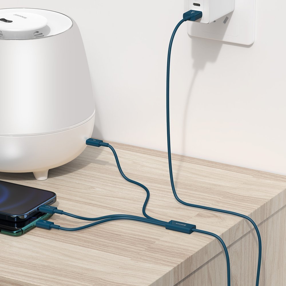 Polnilni kabel USB-A - Lightning / microUSB / USB-C Baseus Superior serije 3v1, 20 W, 1,5 m, modri CAMLTYS-03