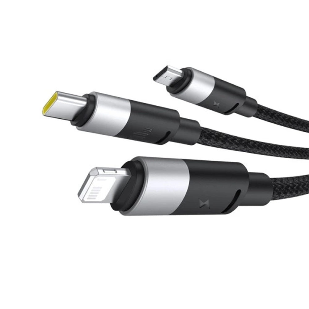 Kabel za polnjenje USB-A - Lightning / microUSB / USB-C Baseus StarSpeed 3in1, 100W, 1.5m, črn P10319900111-01