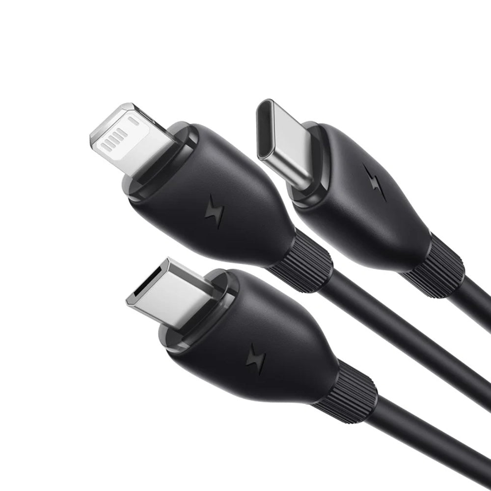 Kabel za polnjenje USB-A - Lightning / microUSB / USB-C Baseus Ultra Fast 3in1, 18W, 1.3m, Črn P10376303121-00