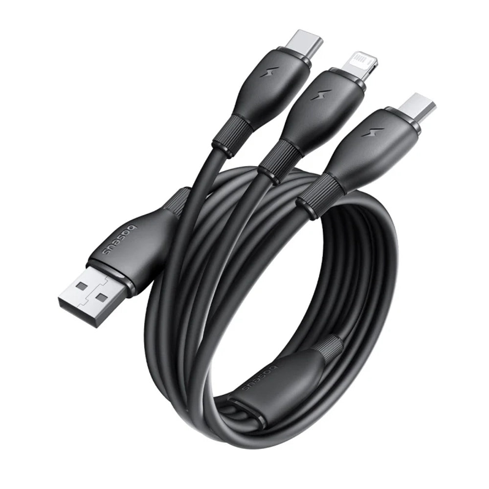 Kabel za polnjenje USB-A - Lightning / microUSB / USB-C Baseus Ultra Fast 3in1, 18W, 1.3m, Črn P10376303121-00