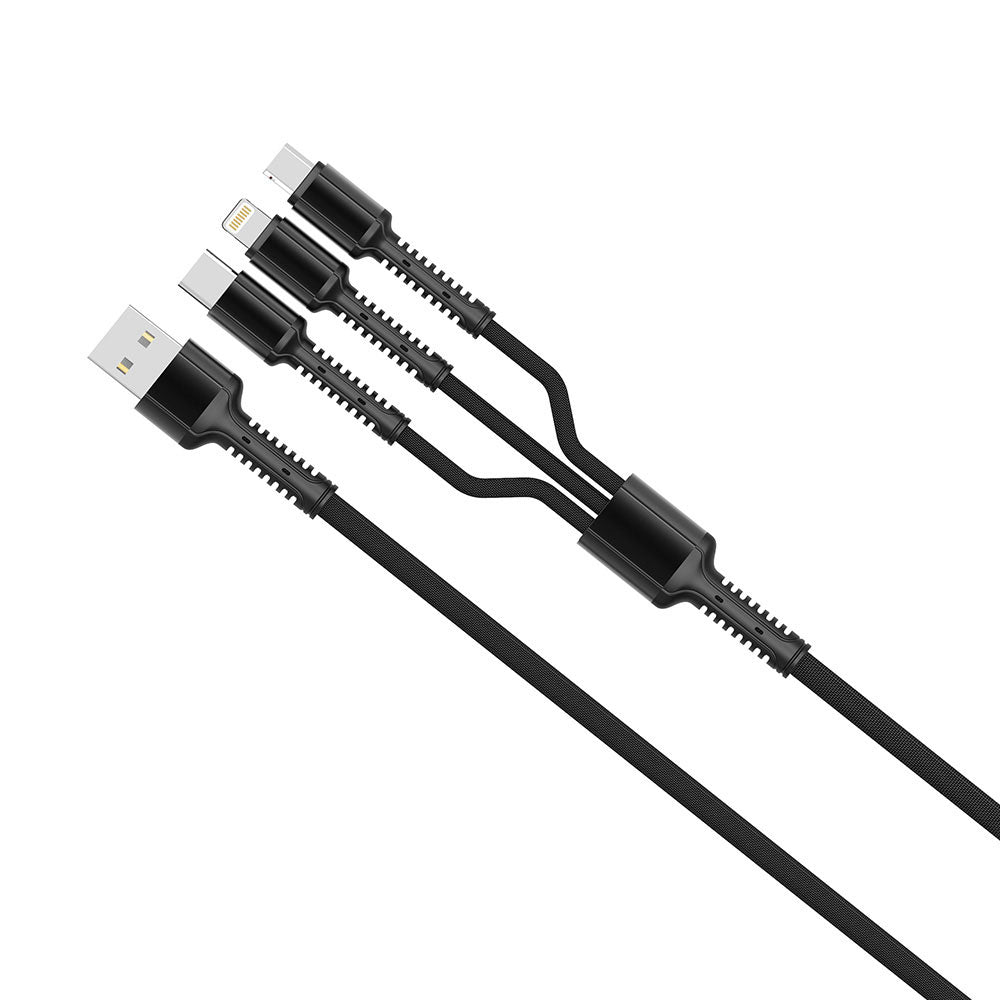 Polnilni kabel USB-A - Lightning / microUSB / USB-C ColorWay CW-CBU3003, 20W, 1.2m, Siv