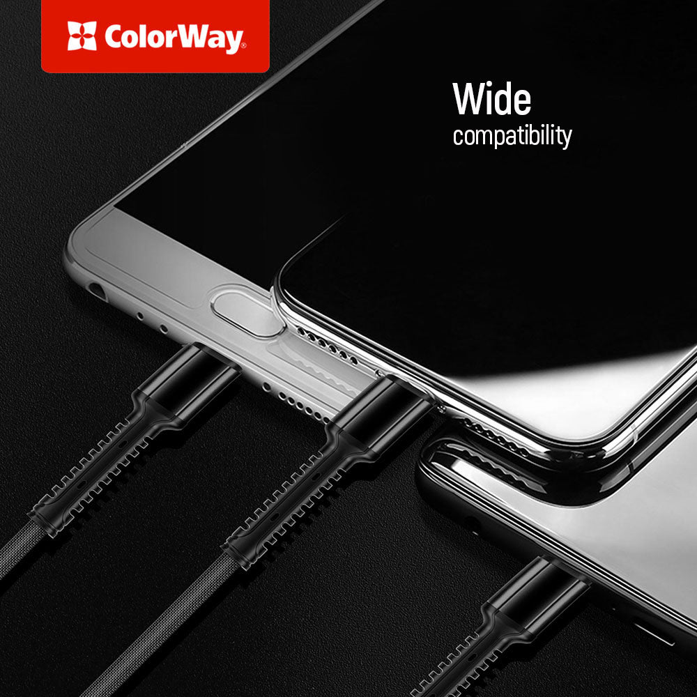 Polnilni kabel USB-A - Lightning / microUSB / USB-C ColorWay CW-CBU3003, 20W, 1.2m, Siv
