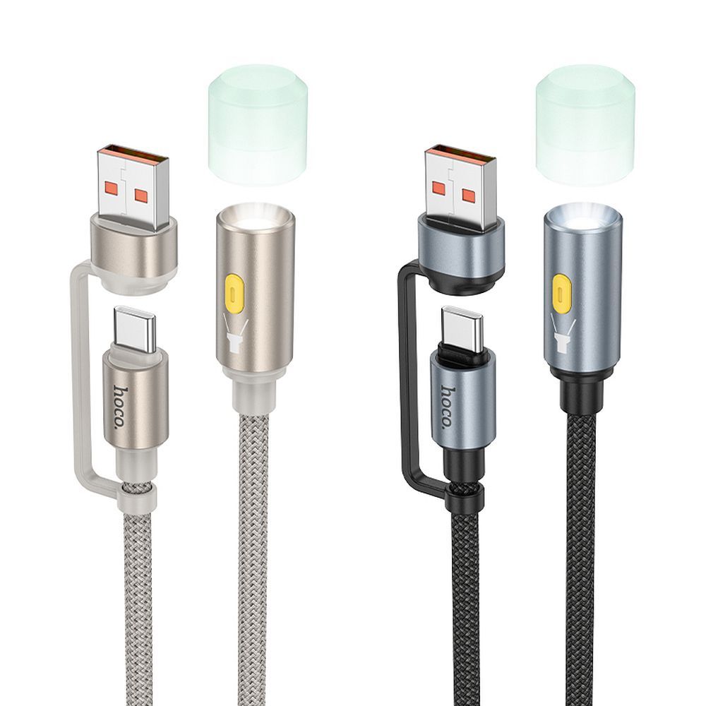 Kabel Led HOCO UA38C, USB-C / USB-A, 0.3m, Zlat.