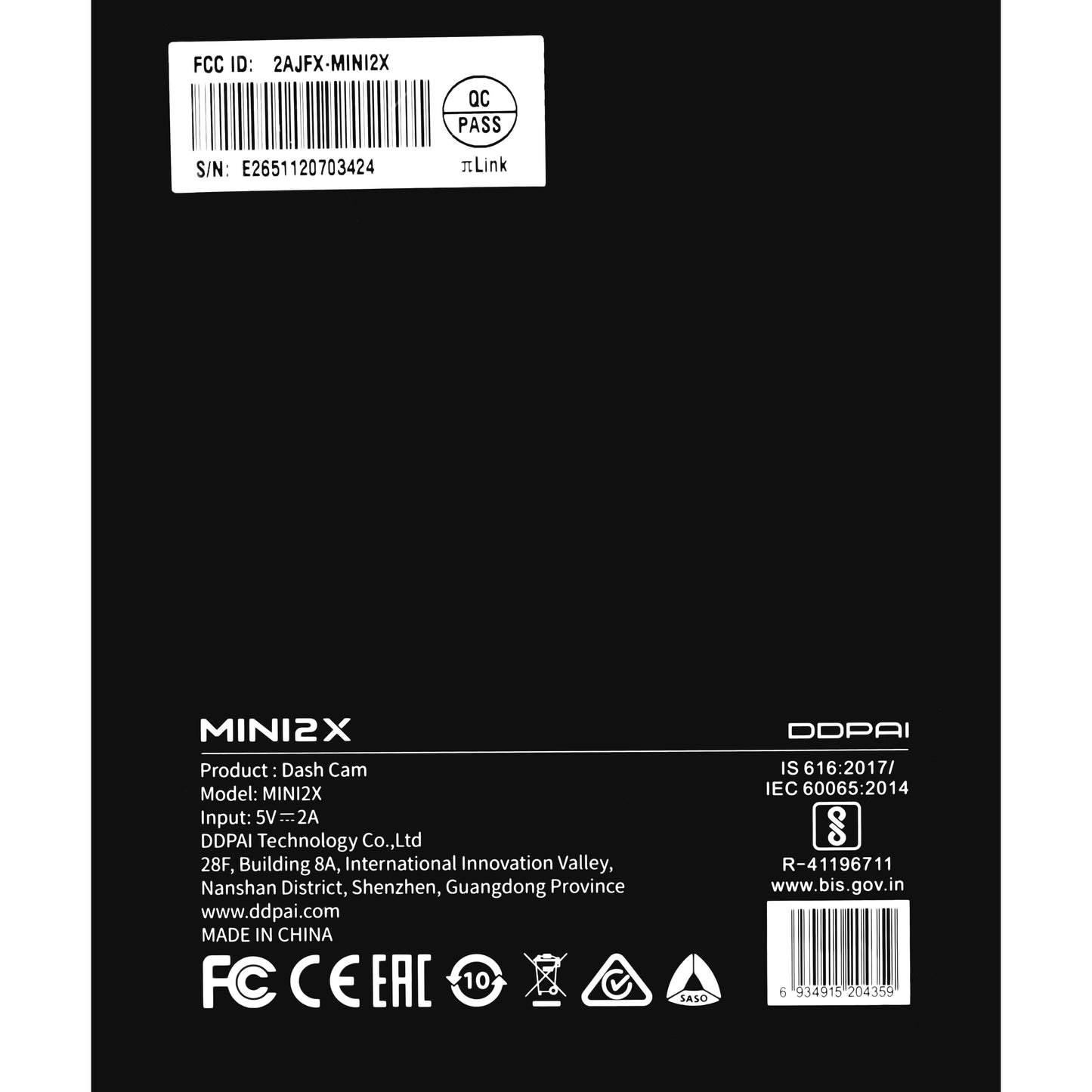 Avtokamera DDPAI MINI2X, 2K, Wi-Fi