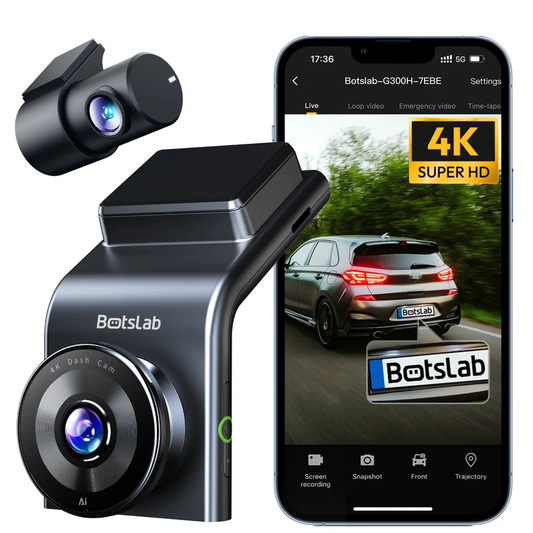 Sprednja in zadnja avtokamera Botslab G300H Plus, 4K, Wi-Fi, GPS, zaslon 2,4 palca
