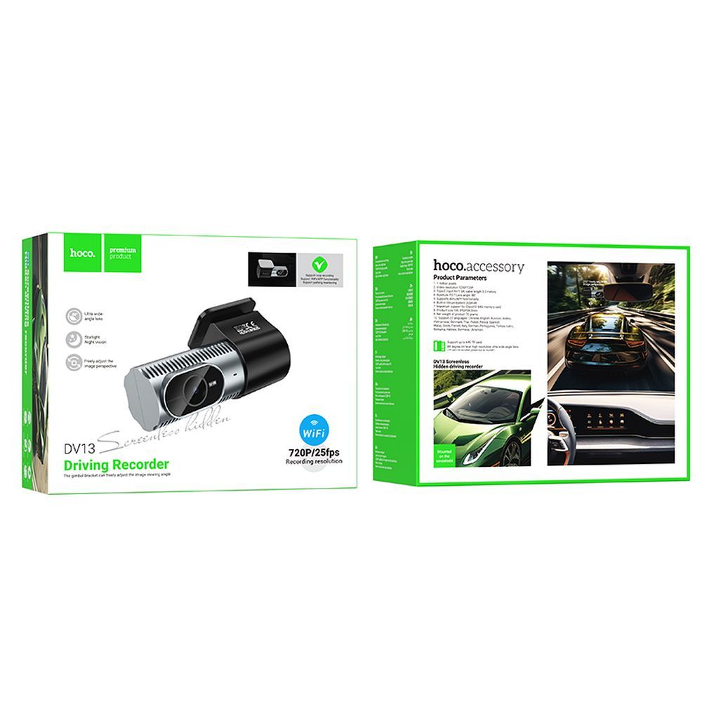 HOCO DV13 Car Camera, 720P, Wi-Fi