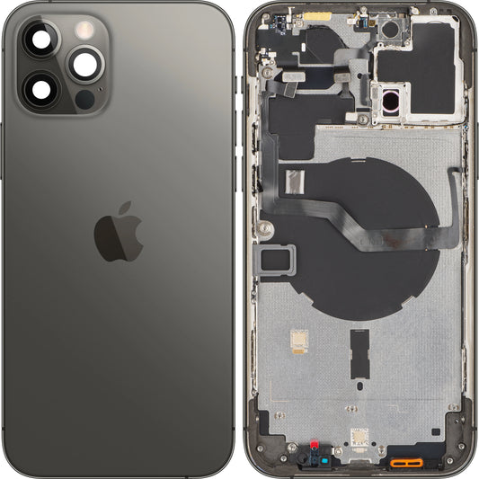 Apple iPhone 12 Pro Max pokrov za baterijo, s srednjim ohišjem, črn (grafit), Swap