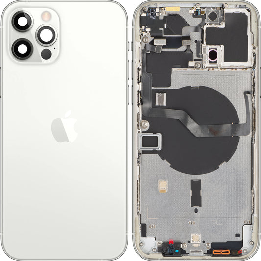 Apple iPhone 12 Pro Max pokrov za baterijo, s srednjim ohišjem, srebrn, zamenljiv