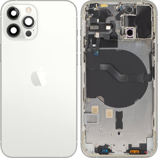 Apple iPhone 12 Pro Baterijski pokrov, s srednjim ohišjem, srebrn, zamenljiv