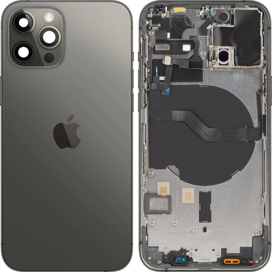 Apple iPhone 12 Pro, baterijski pokrov, s srednjim ohišjem, črn (grafit), Swap