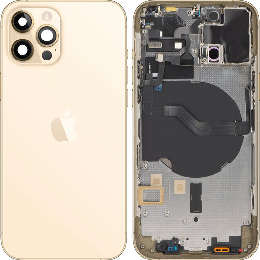 Apple iPhone 12 Pro Baterijski pokrov, s srednjim ohišjem, zlati, zamenljiv