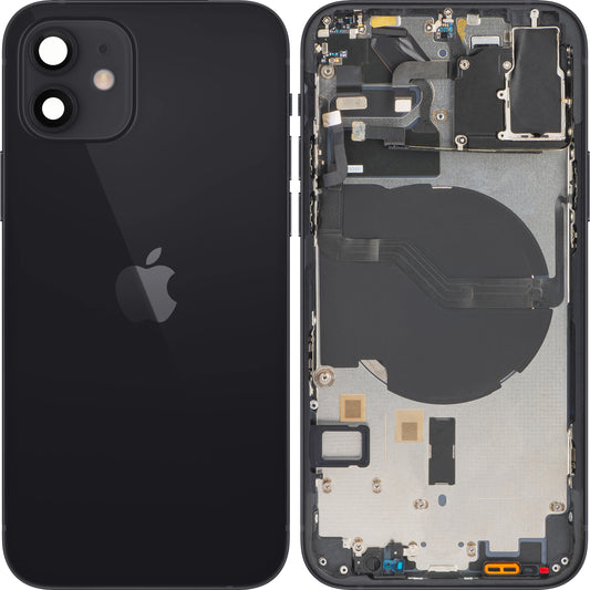 Apple iPhone 12 pokrov za baterijo, s srednjim ohišjem, črn, zamenljiv