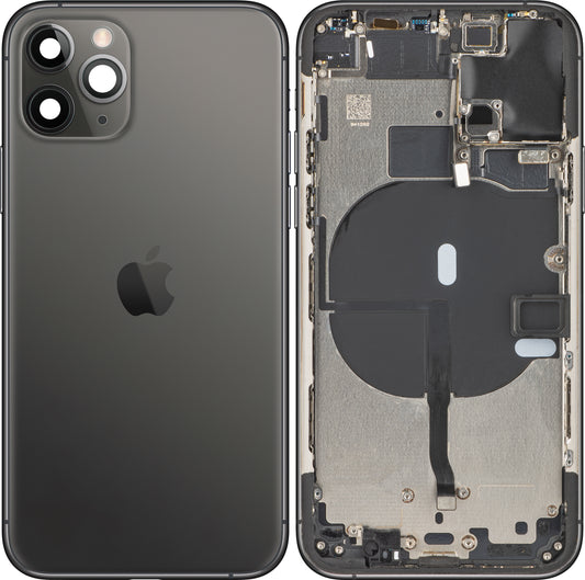 Apple iPhone 11 Pro baterijski pokrov, s srednjim ohišjem, črn (matirano vesoljsko siv), zamenljiv (razred B)