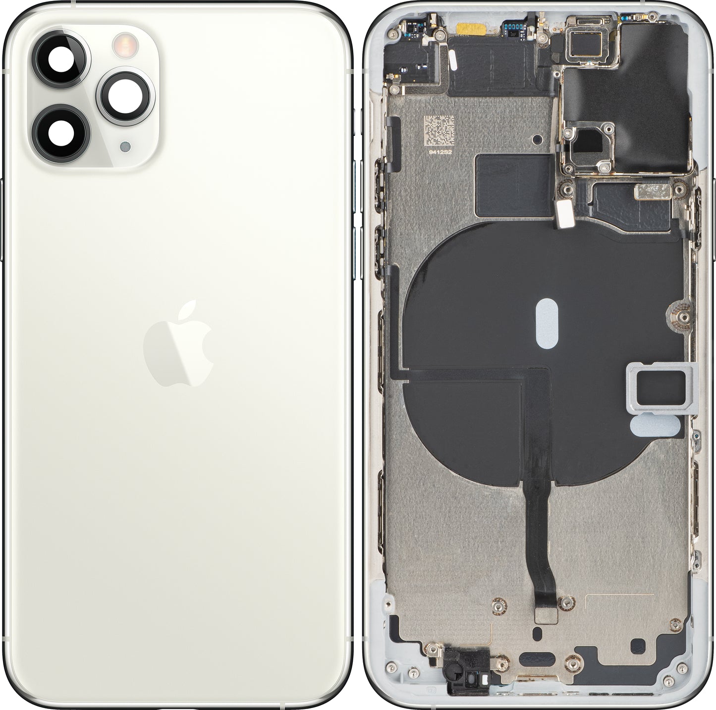 Apple iPhone 11 Pro Baterijski pokrov, s srednjim ohišjem, srebrn, zamenljiv