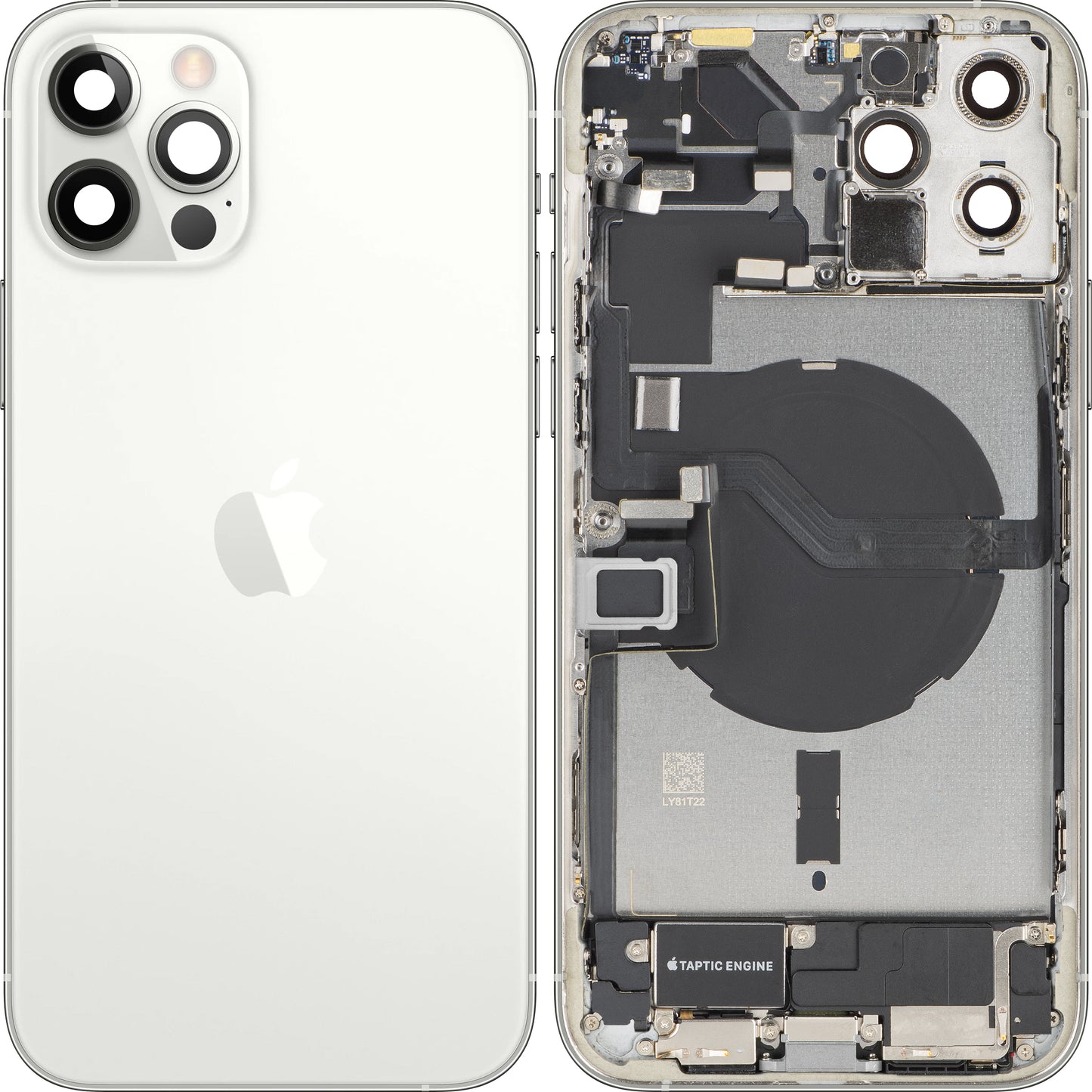 Pokrov baterije Apple iPhone 12 Pro Max, s srednjim ohišjem, kompletni deli, srebrn, Swap