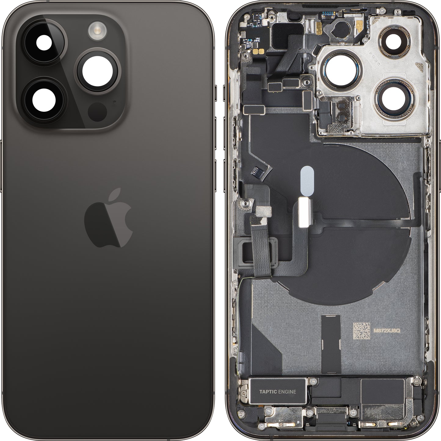 Pokrov baterije Apple iPhone 14 Pro, s srednjim ohišjem, kompletni deli, črn (Space Black), zamenjava