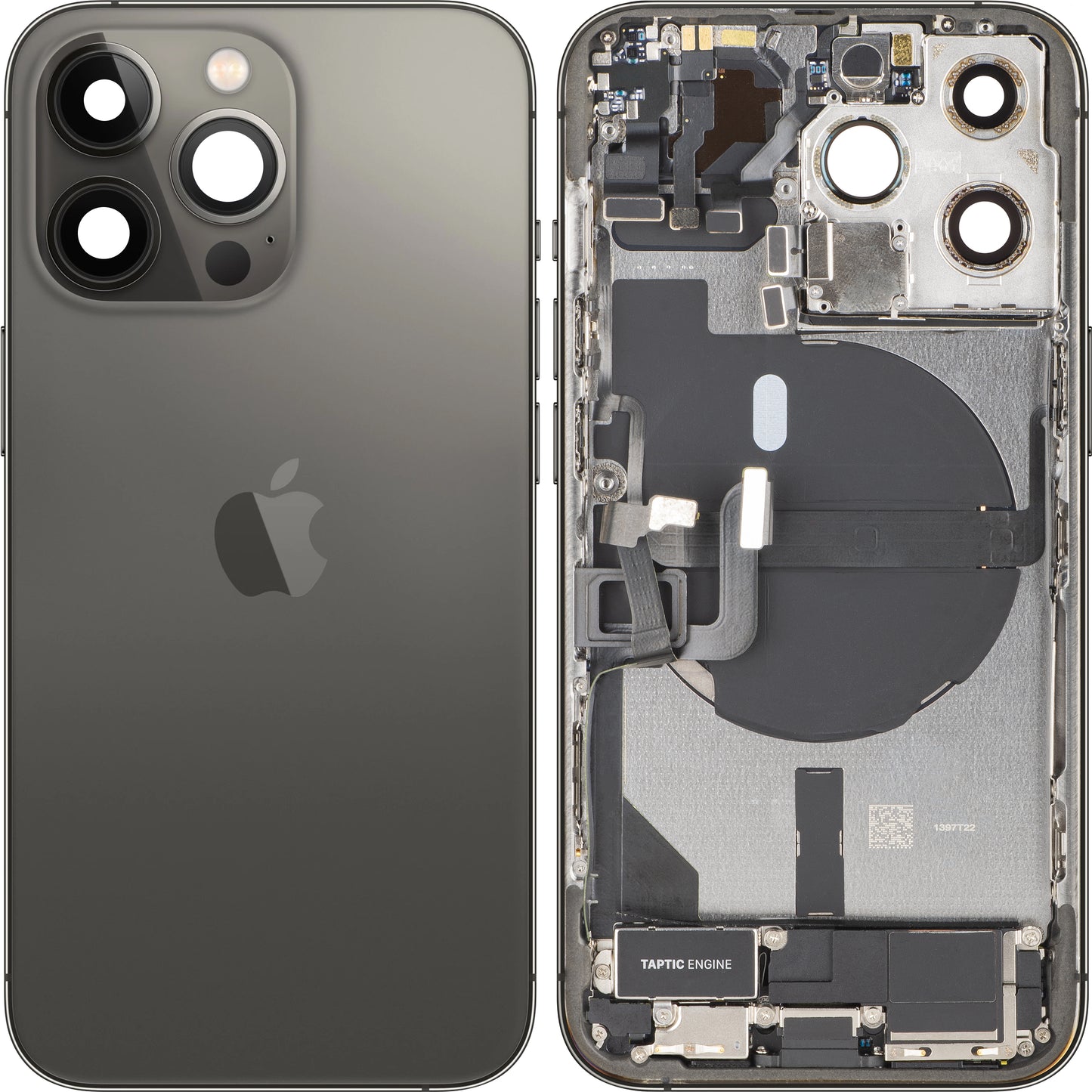 Pokrov baterije Apple iPhone 13 Pro, s srednjim ohišjem, kompletni deli, črn (grafit), zamenjava