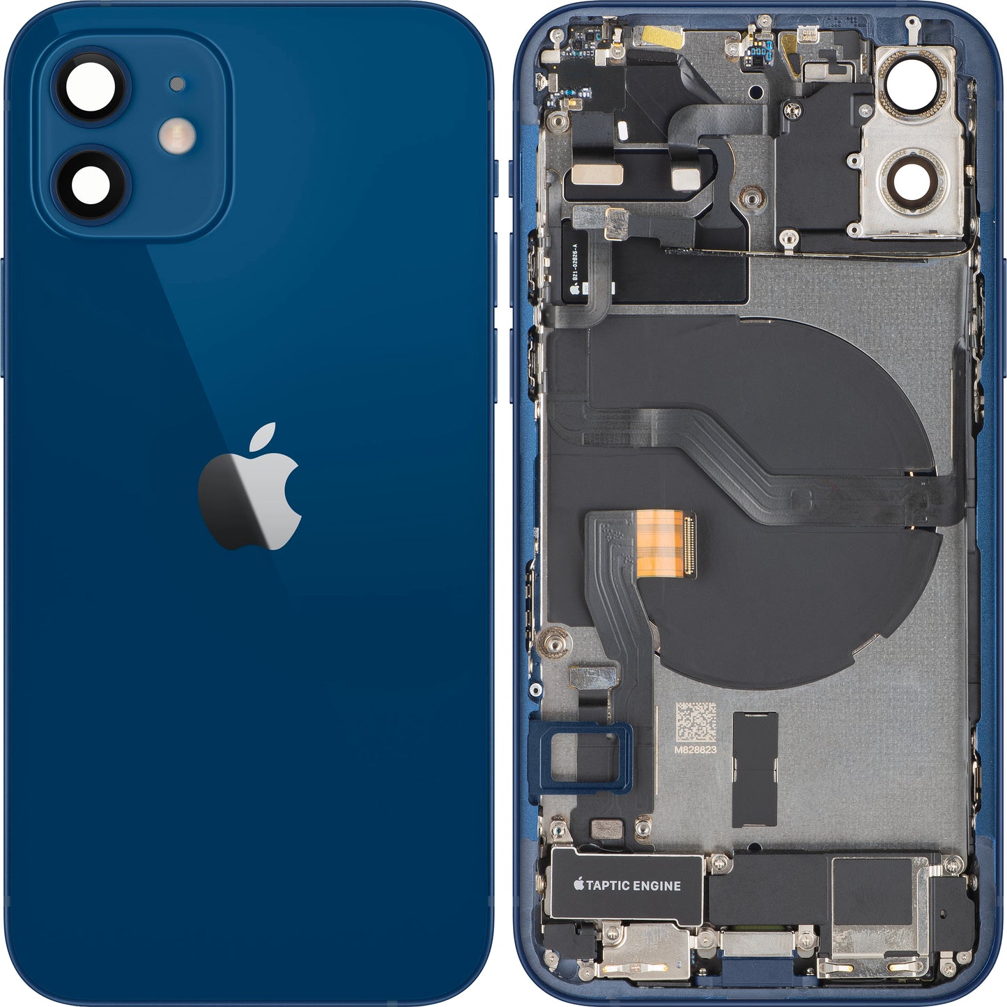 Pokrov baterije Apple iPhone 12, s srednjim ohišjem, kompletni deli, modra, zamenjava