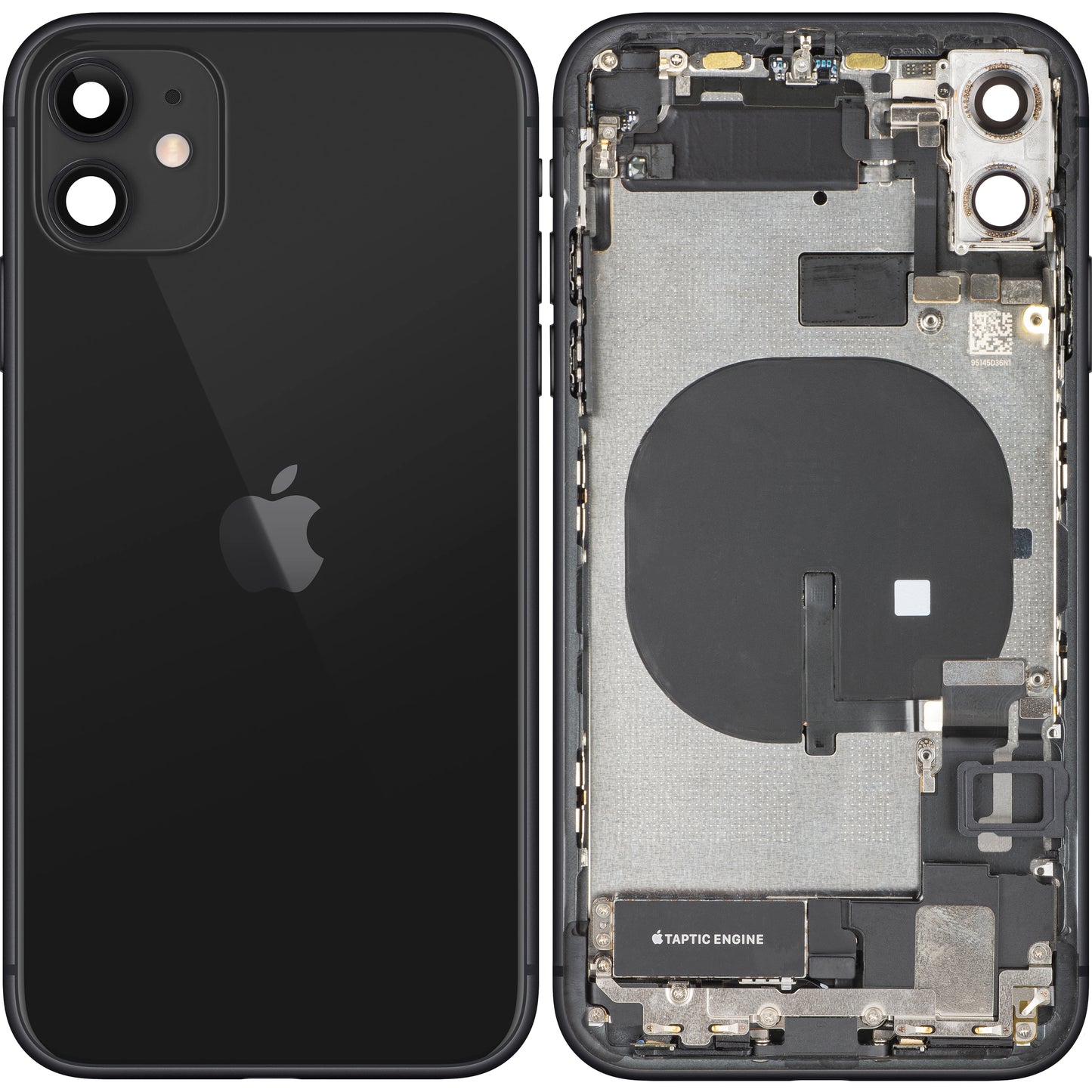 Pokrov baterije Apple iPhone 11, s srednjim ohišjem, kompletni deli, črn, Swap