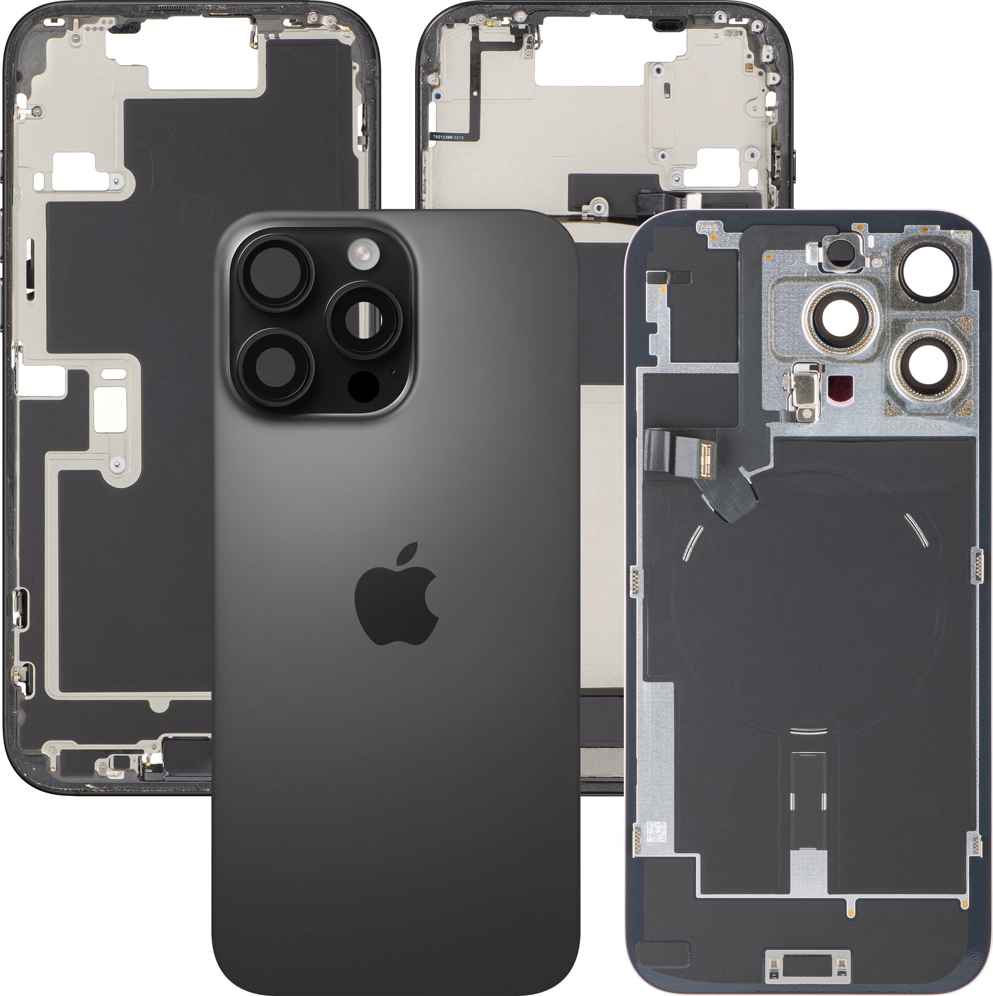 Apple iPhone 16 Pro Max Battery Cover, With Middle Frame, Full Parts, Black (Black Titanium), Swap