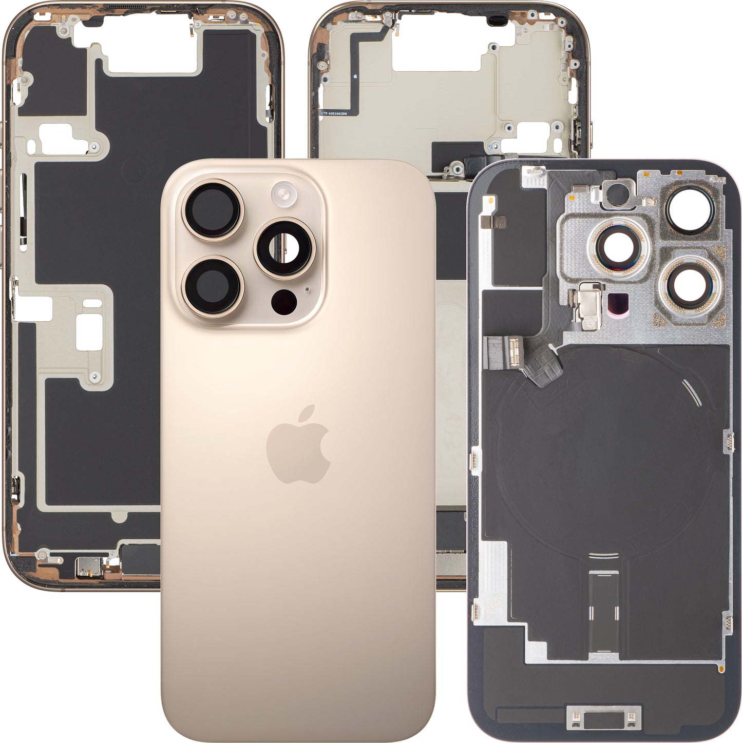Apple iPhone 16 Pro Battery Cover, With Middle Frame, Full Parts, Gold (Desert Titanium), Swap