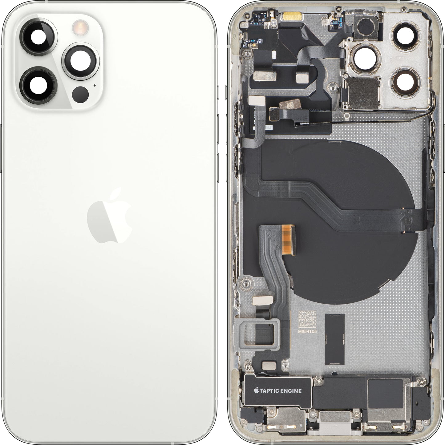 Pokrov baterije Apple iPhone 12 Pro, z srednjim ohišjem, popolni deli, srebrna, zamenjava