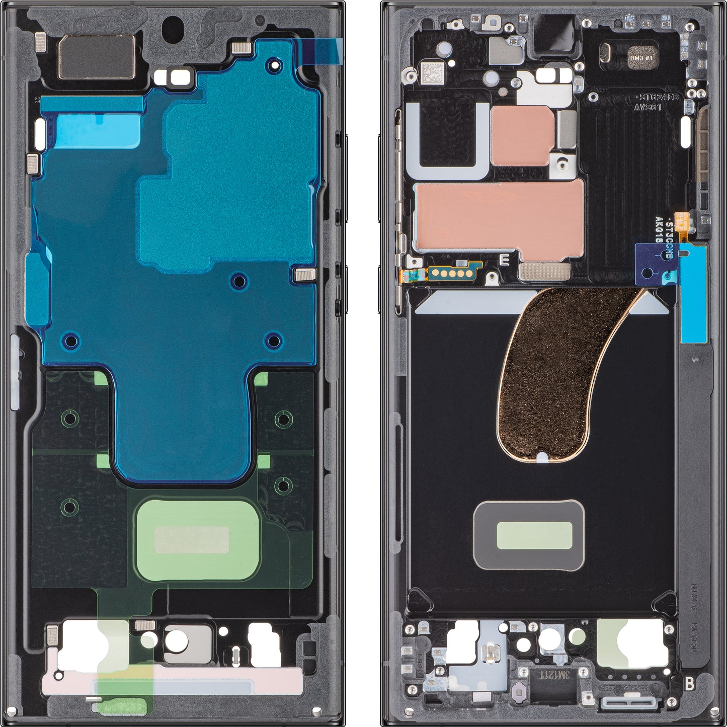 Srednji del ohišja Samsung Galaxy S23 Ultra S918, črn (Graphite), servisni paket GH96-15833E