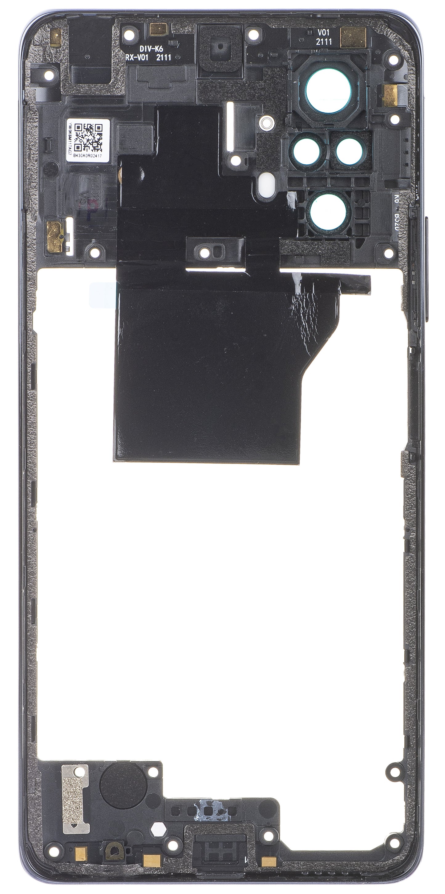 Srednji del ohišja - Zadnje steklo kamere Xiaomi Redmi Note 10 Pro, siva