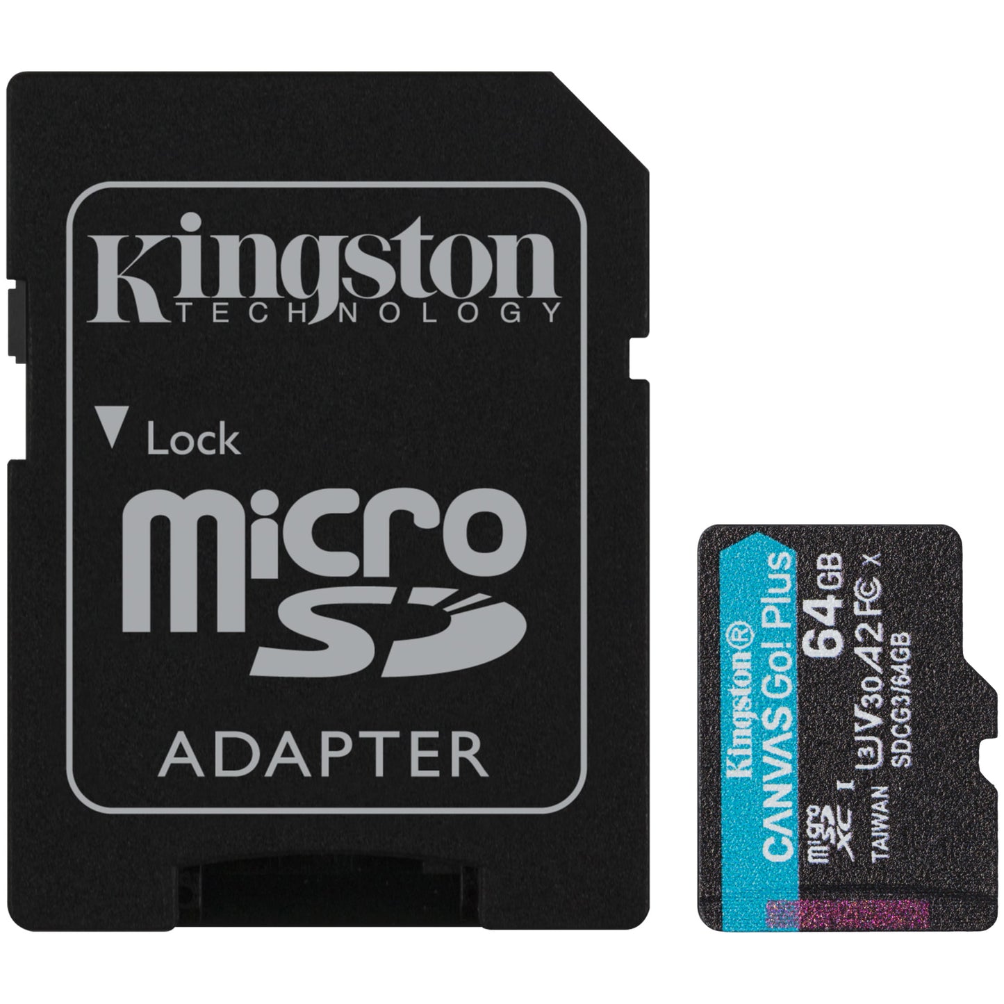 MicroSDXC pomnilniška kartica Kingston Canvas Go Plus Android A2, 64GB, razred 10 / UHS-1 U3, z adapterjem SDCG3/64GB