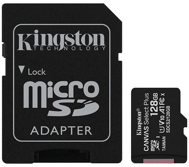 Pomnilniška kartica microSDXC Kingston Canvas Select Plus Android A1 Kingston Canvas Select Plus Android A1, 128 GB, razred 10 / UHS-1 U1, z adapterjem SDCS2/128 GB