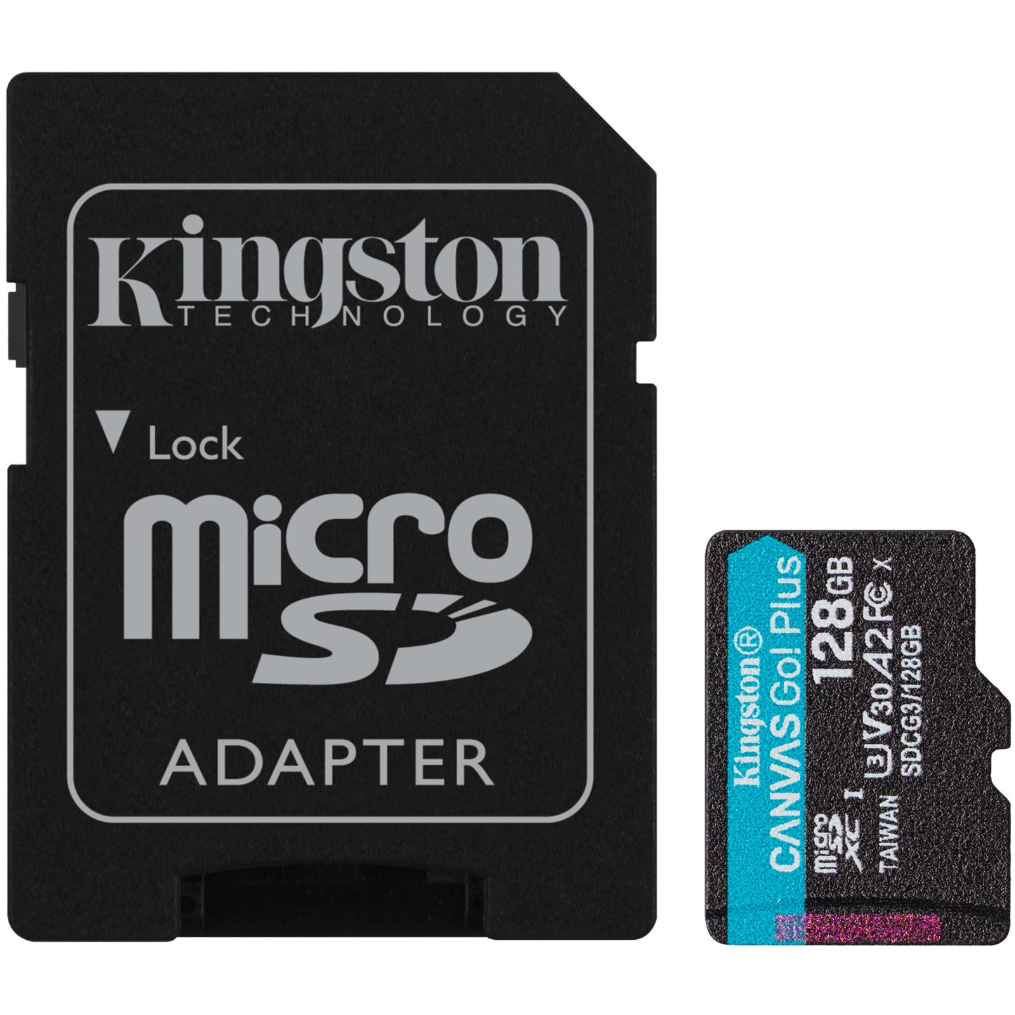 Kartica za pomnilnik microSDXC Kingston Canvas Go Plus Android A2, 128Gb, Razred 10 / UHS-1 U3, z adapterjem SDCG3/128GB