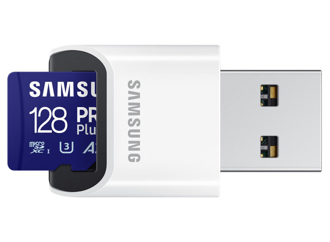 Spominska kartica microSDXC Samsung PRO Plus, 128Gb, Razred 10 / UHS-1 U3, z bralnikom kartic MB-MD128SB/WW