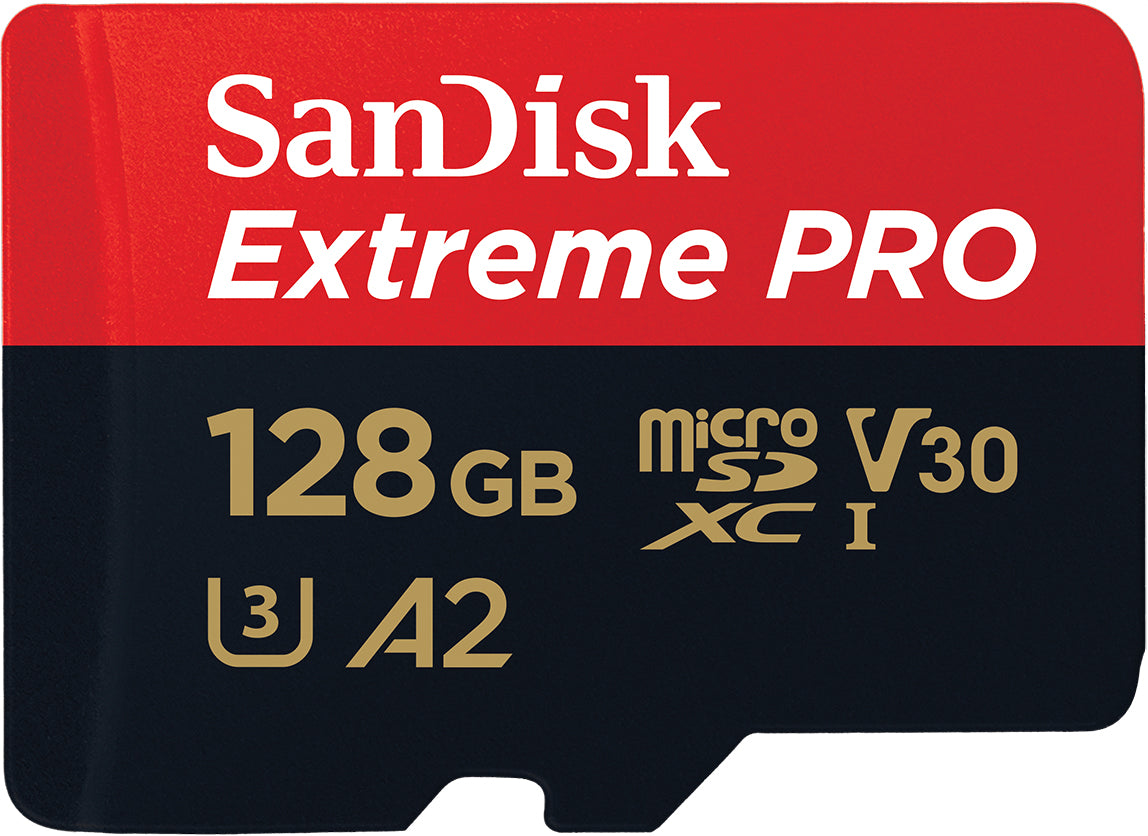 Spominska kartica microSDXC SanDisk Extreme Pro, 128Gb, Razred 10 / UHS-1 U3, Z adapterjem SDSQXCD-128G-GN6MA