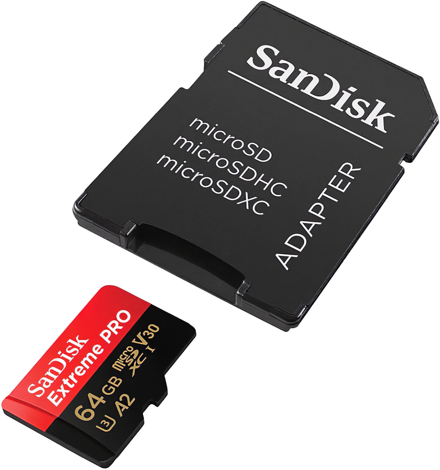 Spominska kartica microSDXC SanDisk Extreme Pro, 64Gb, Razred 10 / UHS-1 U3, Z adapterjem SDSQXCU-064G-GN6MA