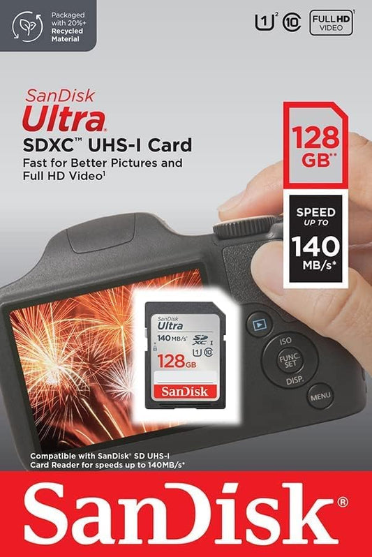 SDXC pomnilniška kartica SanDisk Ultra, 128GB, razred 10 / UHS-1 U1 SDSDUNB-128G-GN6IN