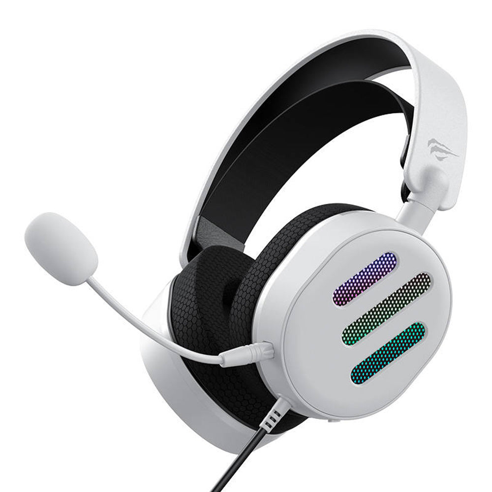 Slušalke za igranje 3.5mm HAVIT H2038U, RGB, 2.1m, Bele