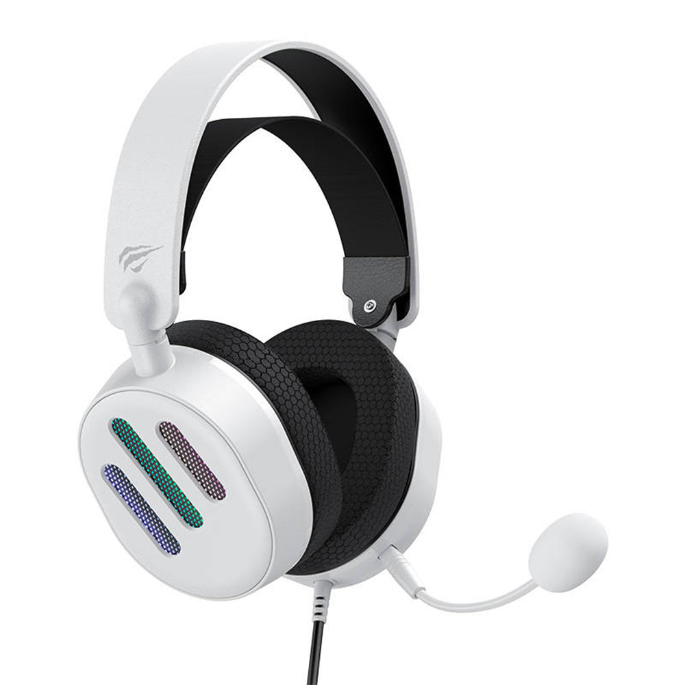 Slušalke za igranje 3.5mm HAVIT H2038U, RGB, 2.1m, Bele