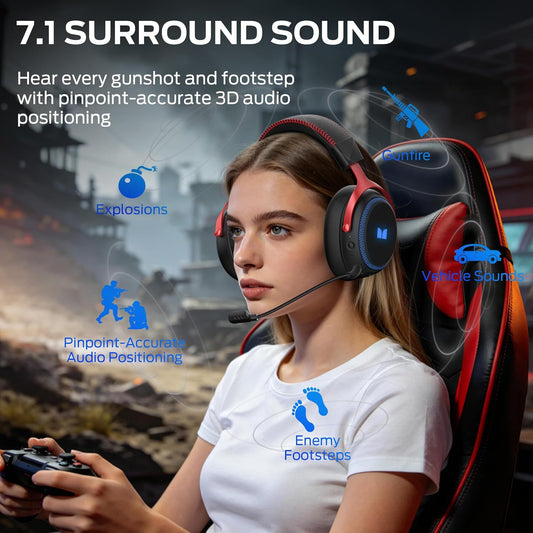 Brezžične igralne slušalke Monster Mission 350, BT / Wi-Fi / Žične, Črne