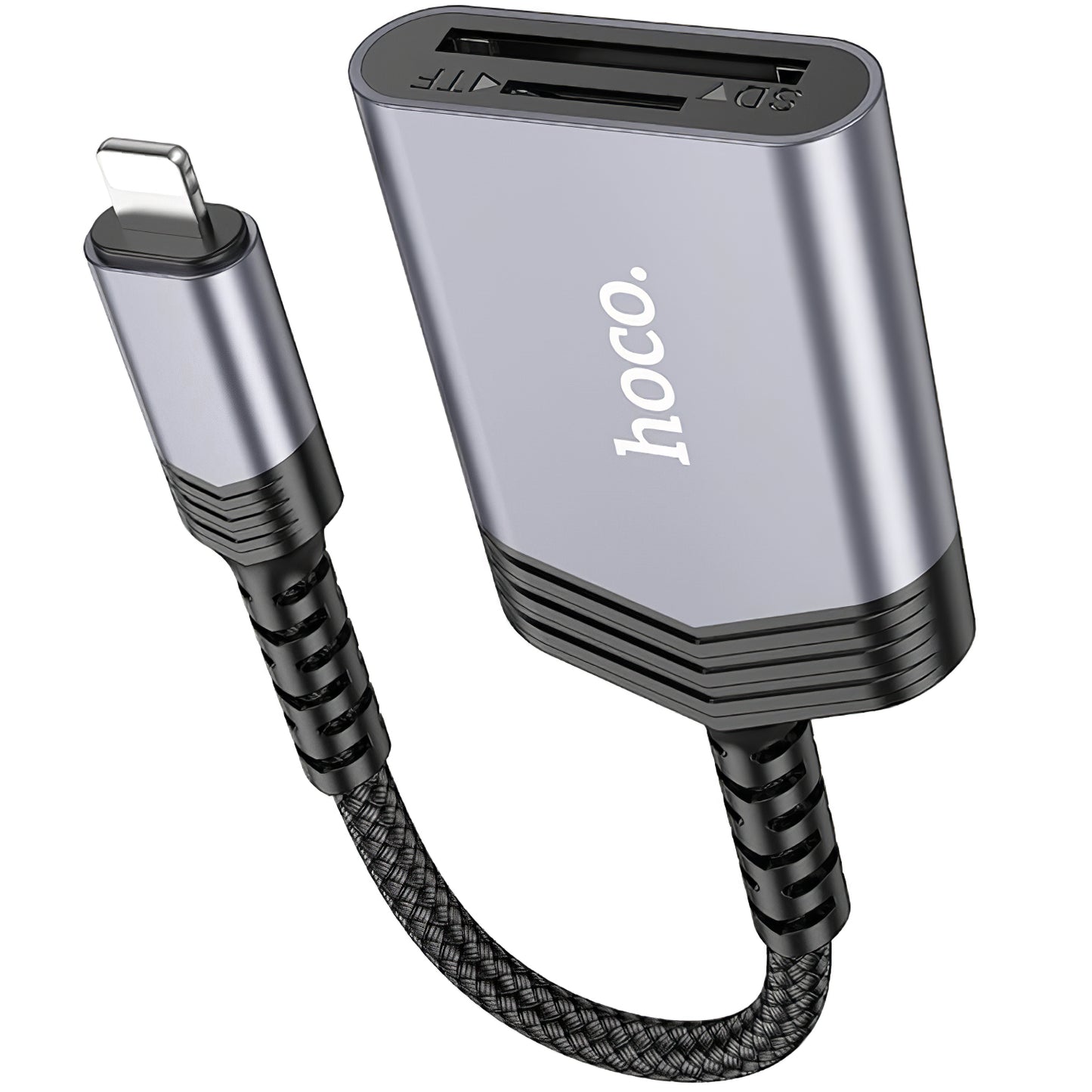 Bralnik kartic Lightning HOCO UA25, SD - microSD, Siv