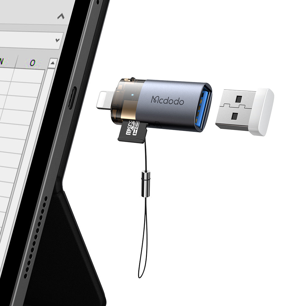 Čitalec kartic Lightning McDodo OT-7850, USB-A (OTG) - microSD, črn