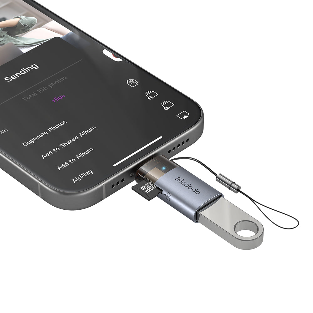 Čitalec kartic Lightning McDodo OT-7850, USB-A (OTG) - microSD, črn