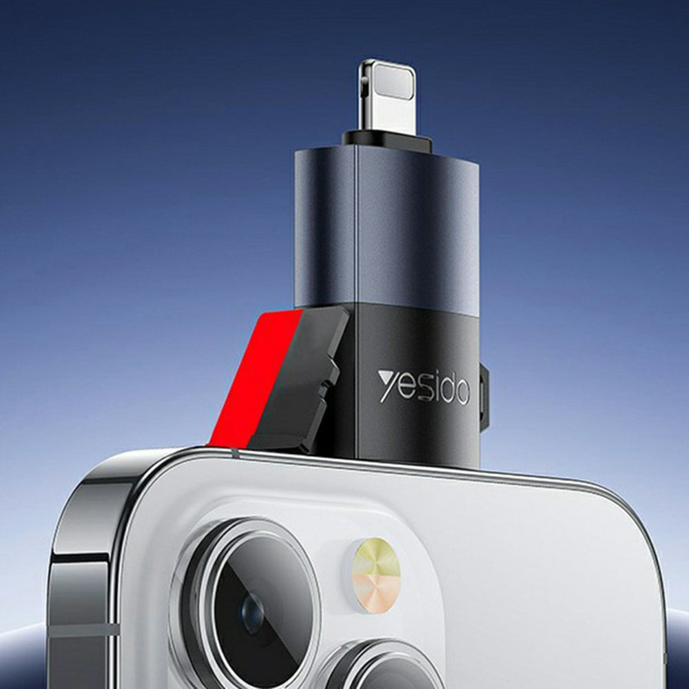 Bralnik kartic Lightning Yesido GS38, microSD, siv, ponovno zapakiran