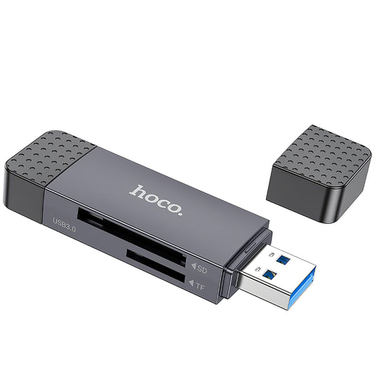 Card Reader USB / USB-C HOCO HB45, SD - microSD, USB 2.0, Grey