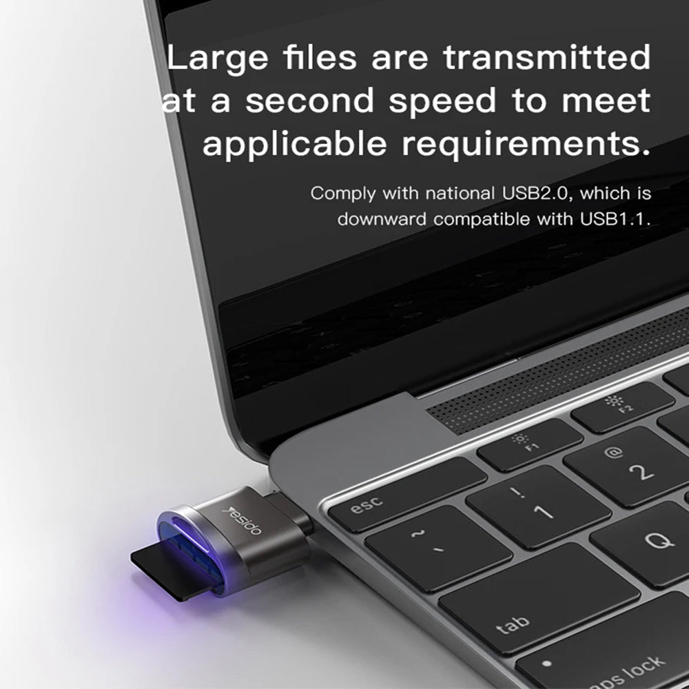 Bralnik kartic USB-C Yesido GS19, microSD, siv