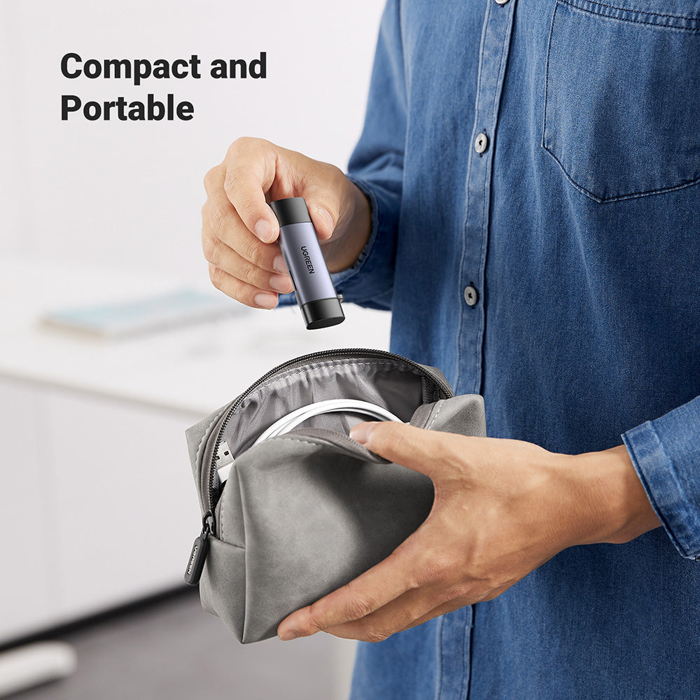 Bralnik kartic USB / USB-C UGREEN CM185, SD - microSD, Siv