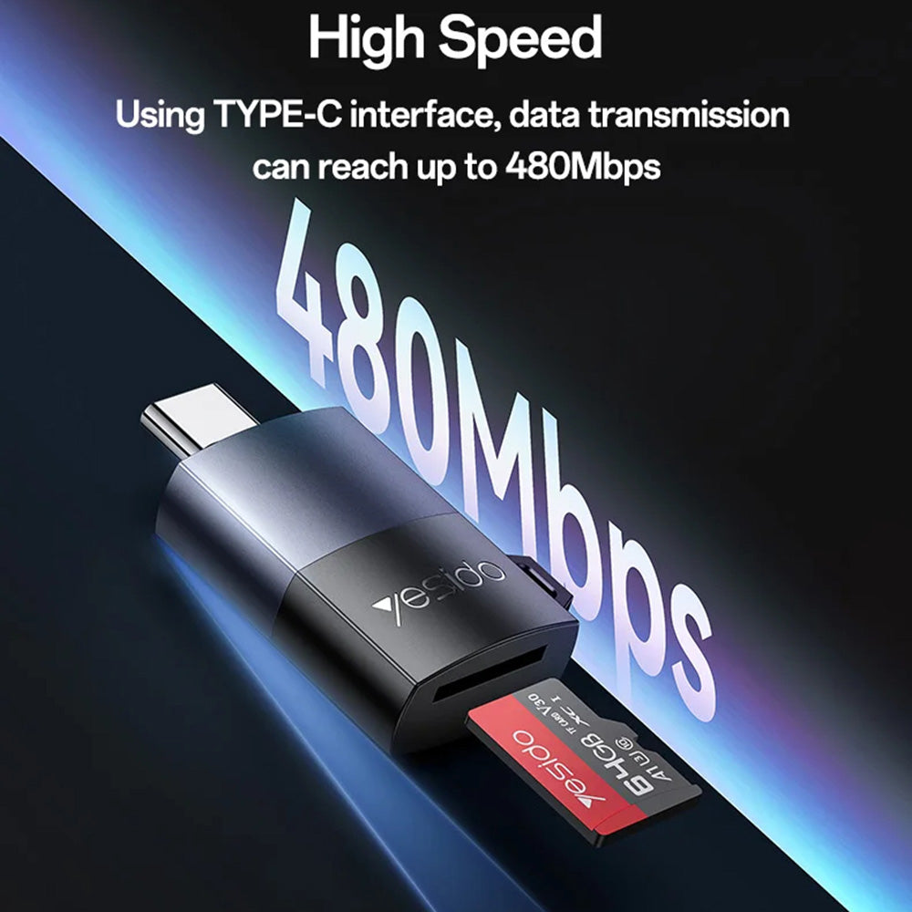 Bralnik kartic USB-C Yesido GS37, microSD, črn