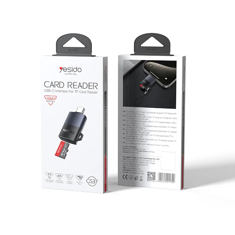 Bralnik kartic USB-C Yesido GS37, microSD, črn